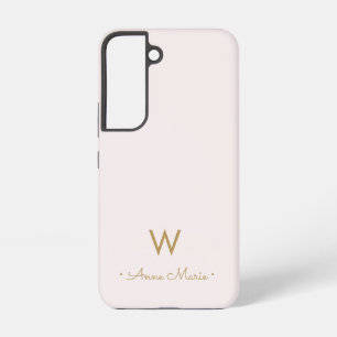 Matig Blush Pink Gold Script Monogram Samsung Galaxy Hoesje