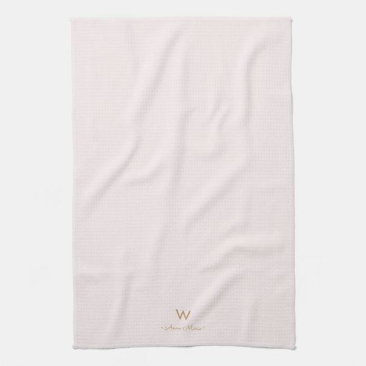 Matig Blush Pink Gold Script Monogram Theedoek (Verticaal)