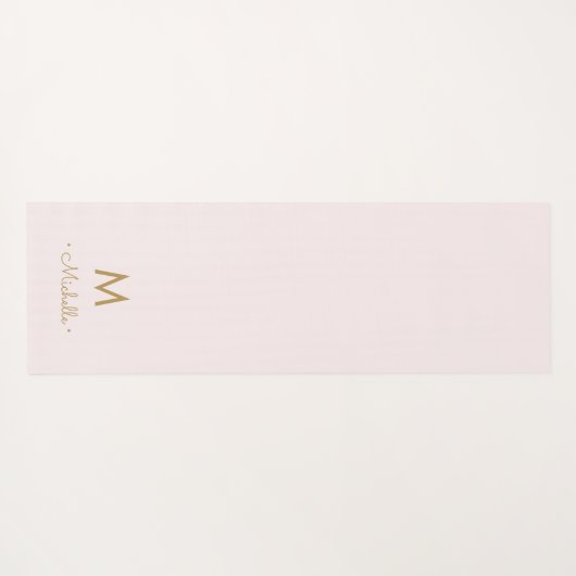 Matig Blush Pink Gold Script Monogram Yogamat (Achterkant (horizontaal))
