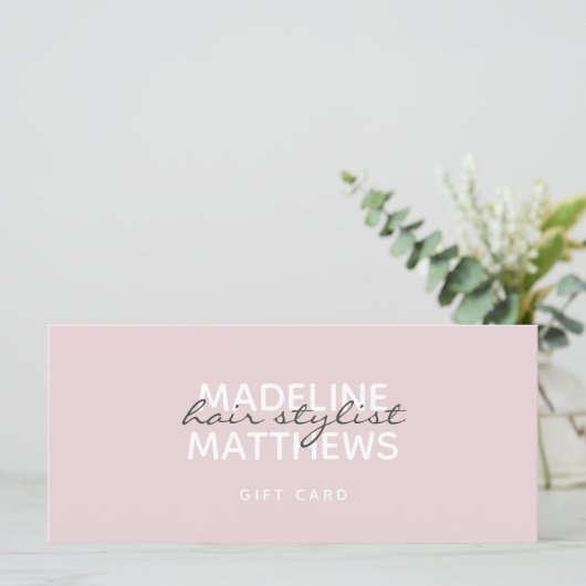 Matig Blush Pink Hair Stylist Cadeaucertificaat (Staand voorkant)