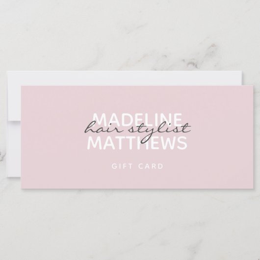 Matig Blush Pink Hair Stylist Cadeaucertificaat (Voorkant)