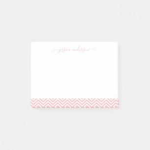 Matig Blush Pink White Chevron Girly Script Post-it® Notes