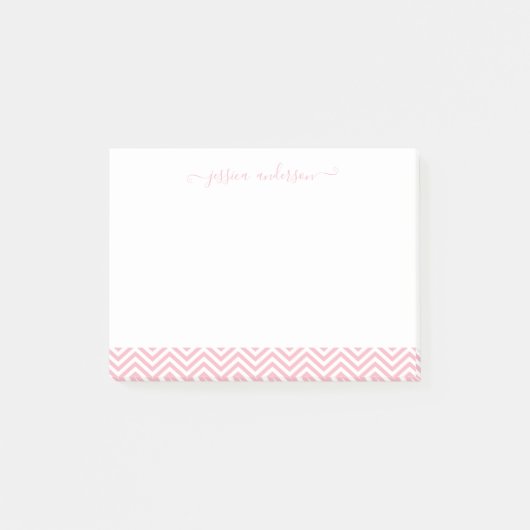 Matig Blush Pink White Chevron Girly Script Post-it® Notes (Voorkant)