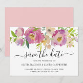 Matig Blush Roze botanische pasta Floral bruiloft Save The Date (Voorkant / Achterkant)