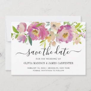 Matig Blush Roze botanische pasta Floral bruiloft Save The Date