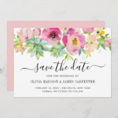 Matig Blush Roze Floral Succulent Cacti Wedding Save The Date (Voorkant / Achterkant)