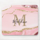 Matig Blush Roze Geode Gold Script Monogram Muismat (Voorkant)