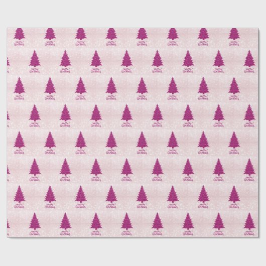 Matig Blush Roze kerstboom met glitter Cadeaupapier (Vlak)