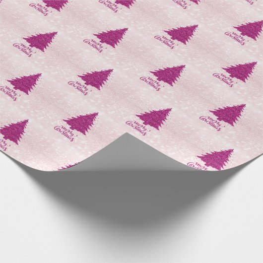 Matig Blush Roze kerstboom met glitter Cadeaupapier (Hoek)