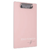 Matig Blush Roze Meisjes Monogram Naam Klembord (Rechts)