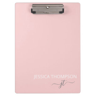 Matig Blush Roze Meisjes Monogram Naam Klembord