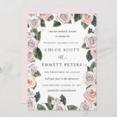 Matig Blush Roze Paarse Roos Botanische bruiloft Kaart (Voorkant / Achterkant)