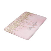 Matig Blush Roze Roze Glitter Drivers Monogram Badmat (Gekanteld)