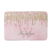 Matig Blush Roze Roze Glitter Drivers Monogram Badmat (Voorkant)