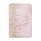 Matig Blush Roze Roze Glitter Drivers Monogram Badmat (Voorkant Verticaal)
