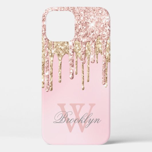 Matig Blush Roze Roze Glitter Drivers Monogram Case-Mate iPhone Case (Achterkant)