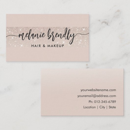 Matig Blush Roze Roze Glitter Visitekaartje (Voorkant / Achterkant)