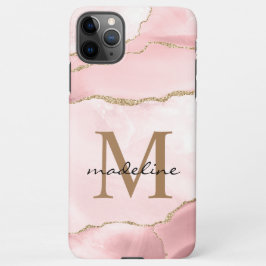 Matig Blush Roze Stone Agate Marble Monogram iPhone 11Pro Max Hoesje