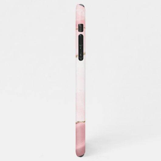 Matig Blush Roze Stone Agate Marble Monogram iPhone Hoesje (Linkerkant)
