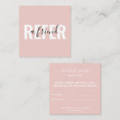 Matig Blush Roze wit zwart Verwijs een vriend Aanbevelingskaartje (Voorkant / Achterkant)