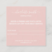 Matig Blush Roze wit zwart Verwijs een vriend Aanbevelingskaartje (Achterkant)