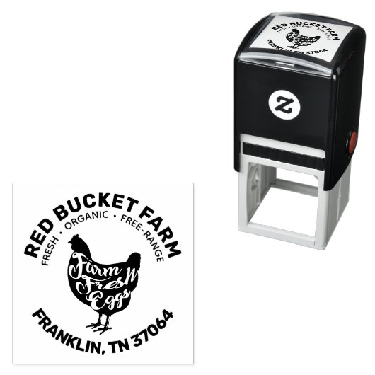 Matig Boerderij Verse eieren Typografie Chicken Zelfinktende Stempel (In situ)