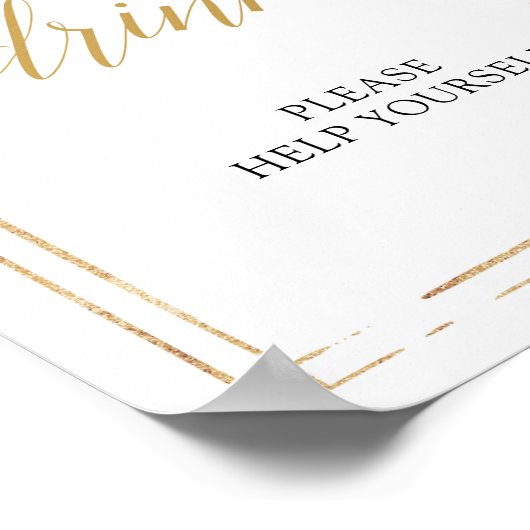 Matig boho blush roze floral gold drink sign poster (Hoek)