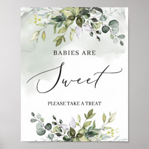 Matig boho groene bladeren baby's zijn zoet poster