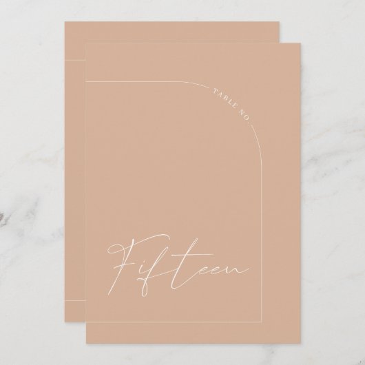 Matig Boho Tan Arch Tabel 15 Tabel Nummer Kaart (Voorkant / Achterkant)