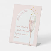 Matig boogroze vrijgezellenfeest mimosa bar sig reclamebord met voetstuk (Voorkant)