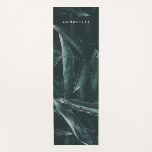 Matig botanisch blad, donkergroen blad, stijlvol yogamat (Voorkant)