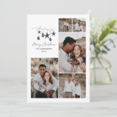 Matig botanisch elegant zwart-wit stijlvol feestdagenkaart (Staand voorkant)