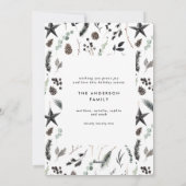 Matig botanisch elegant zwart-wit stijlvol feestdagenkaart (Achterkant)