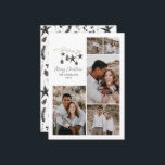 Matig botanisch elegant zwart-wit stijlvol feestdagenkaart<br><div class="desc">Zwarte,  moderne,  elegante,  roestrijke waterverf beige,  natuurlijke Scandinavische hedendaagse gedempte kleuren beige,  zwarte en witte 5 multi-foto kerstkaart.</div>