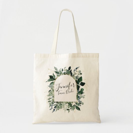 Matig botanisch groen folieteam Bride Tote Bag (Voorkant)