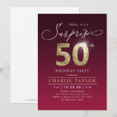 Matig Bourgognig goud verrassing 50e verjaardag Kaart (Voorkant / Achterkant)