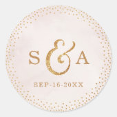 Matig bruin roos gouden bruiloft ronde sticker (Voorkant)