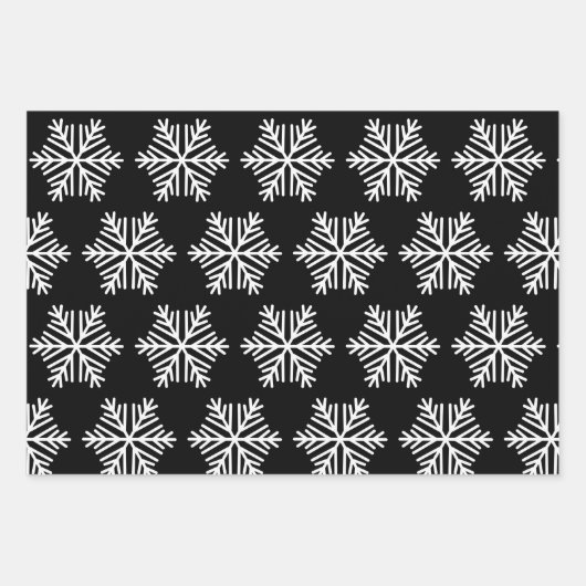Matig cadeau voor zwarte en witte kerstsnowflakes inpakpapier vel (Voorkant 3)