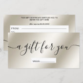Matig cadeaucertificaat voor metalen gradiënt met  (Voorkant / Achterkant)