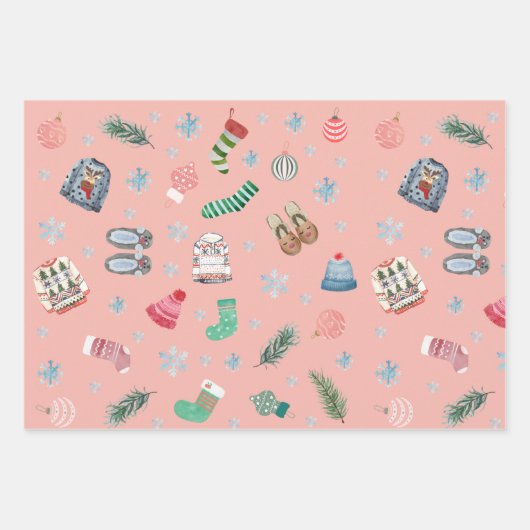 Matig charmerend patroon gelid groen l rode mas inpakpapier vel (Voorkant 3)