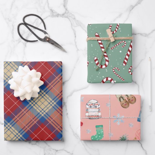 Matig charmerend patroon gelid groen l rode mas inpakpapier vel (Voorkant)