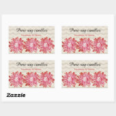 Matig chevron zigzag patroon met roze bloem rechthoekige sticker (Vel)