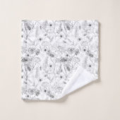Matig chic black white daisy flower patroon bad handdoek (Wasdoekje)