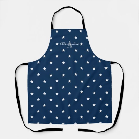 Matig Chic Blue White Stars Pattern Monogram Schort (Voorkant)