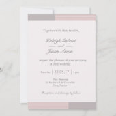 Matig chic blush roze witte strepen bruiloft kaart (Voorkant)