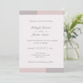 Matig chic blush roze witte strepen bruiloft kaart (Staand voorkant)