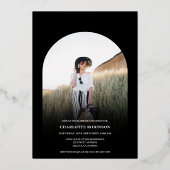 Matig chic boho arch zwart 4 foto-afstuderen folie uitnodiging (Achterkant)