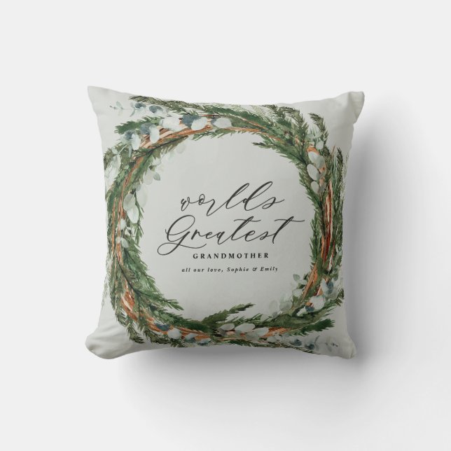 Matig chic elegant leafy wreatfoto grootmoeder kussen (Voorkant)