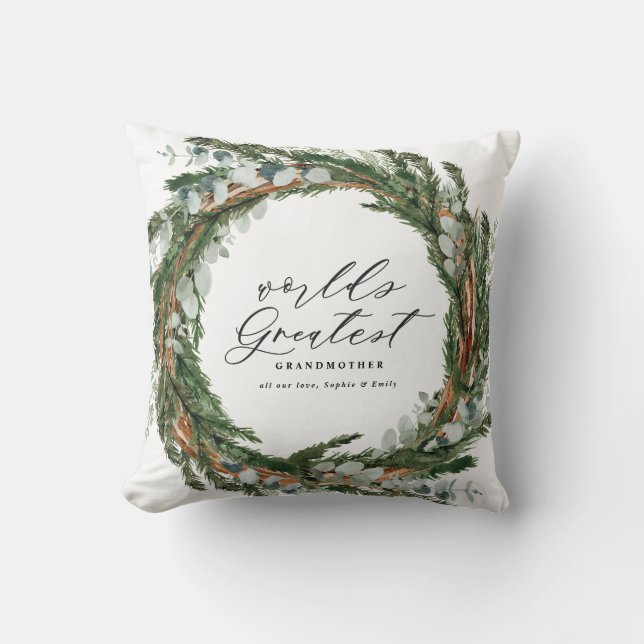 Matig chic elegant leafy wreatfoto grootmoeder kussen (Voorkant)