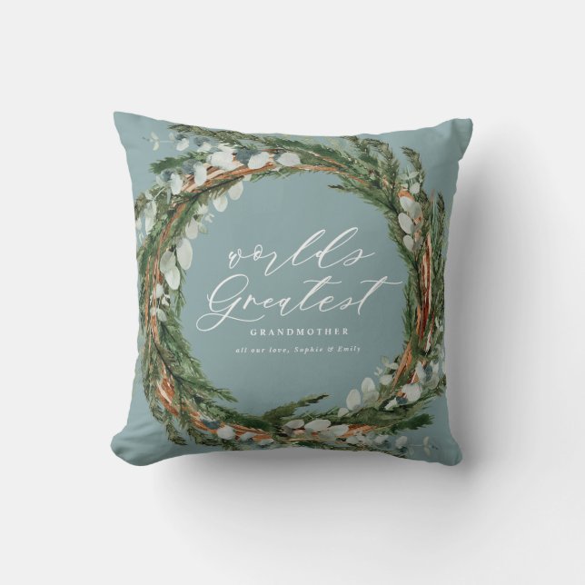 Matig chic elegant leafy wreatfoto grootmoeder kussen (Voorkant)
